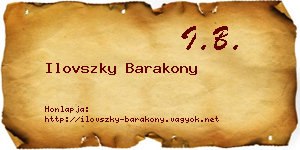 Ilovszky Barakony névjegykártya